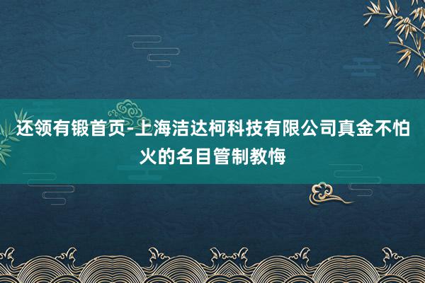 还领有锻首页-上海洁达柯科技有限公司真金不怕火的名目管制教悔