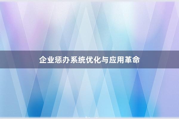 企业惩办系统优化与应用革命
